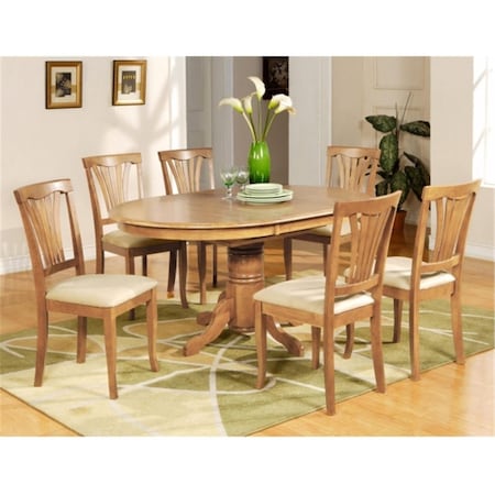 Latestluxury AV5-OAK-C 5PC Avon Dining Table and 4 Microfiber Upholstered Seat Chairs in Oak Finish LA19390